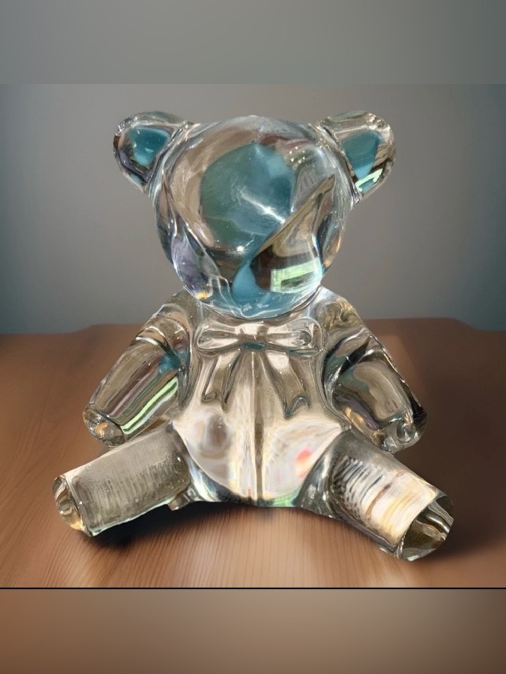 VTG Ralph Lauren Lead Crystal Clear Teddy Bear Figurine-3.75”-Backstamp-EC